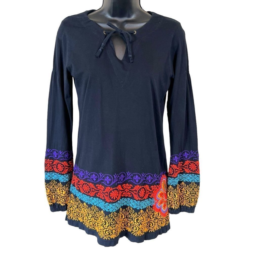 Johnny Was JWLA Embroidered Long Sleeve Boho Tunic